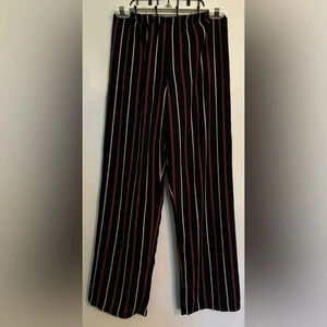 Brandy‎ Melville Womens Black Red White Striped Elastic Waistband Dress Pants